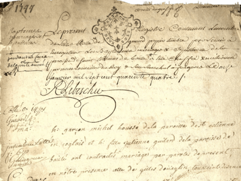 Registre paroissial de Baillé, 1744. 10 NUM 35011_619